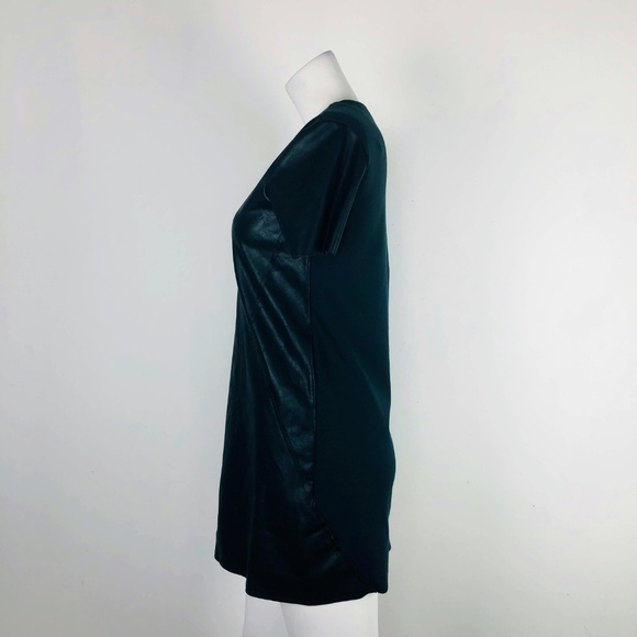 Zara Faux Leather Shift Black Dress V-Neck Short - Picture 4 of 6